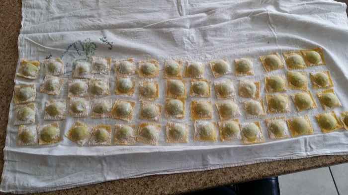 De goed gelukte ravioli's!