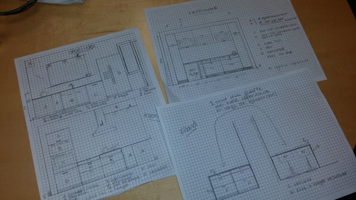 Voor- en zijaanzichten van de keuken
