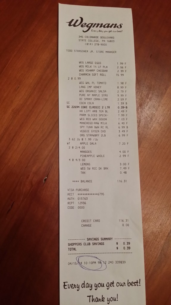 Kassabon van de Wegmans