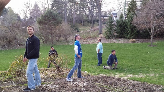 De mannen: Jake, Ruben, Devin, Clinton, en Ted