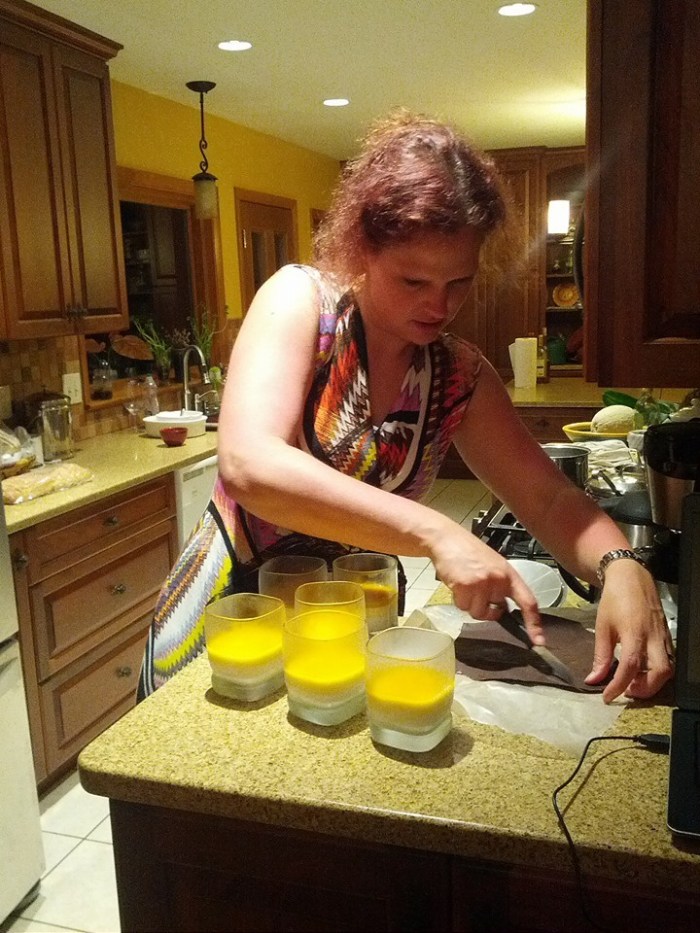 De panna cotta's in glaasjes