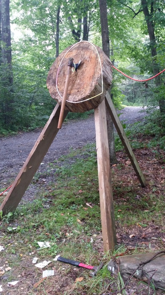 Tomahawk gooien - de kaart is in tweeen