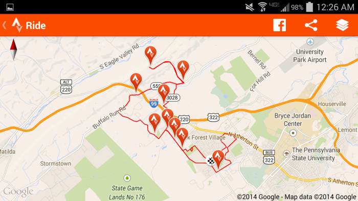 Het eerste fietsrondje van Michiel in State College