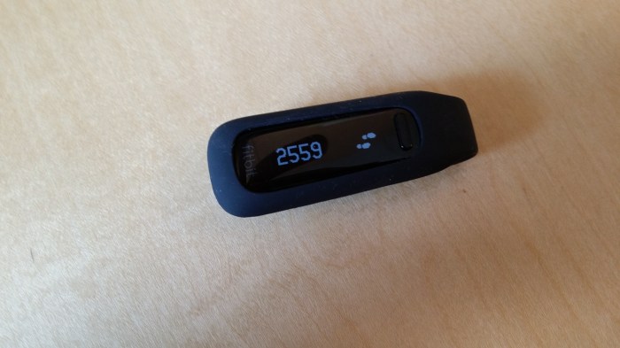 De FitBit. Ik heb 2559 stappen gezet...