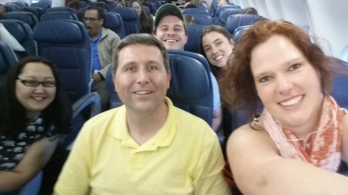 Selfie in het vliegtuig