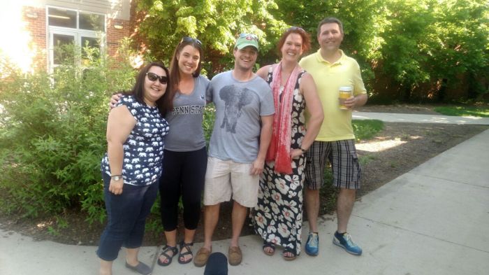 Deel 1 van de groep: Emma, Jess, Peter, ik en Michiel