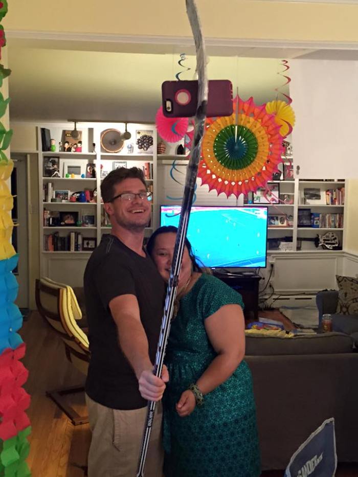 ...gemaakt met een hockeystick! 