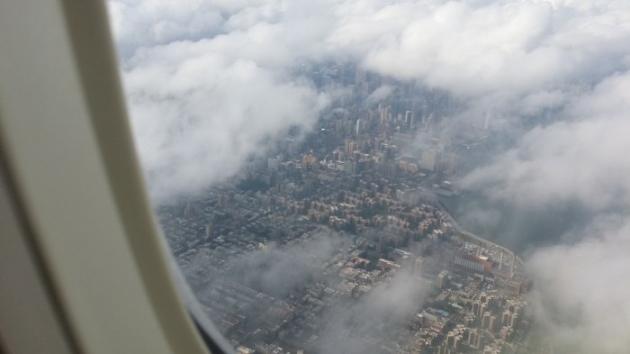De wolkenkrabbers van Manhattan vanuit de lucht
