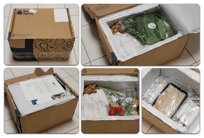 Blue Apron - de nog ongekookte maaltijd in een doos