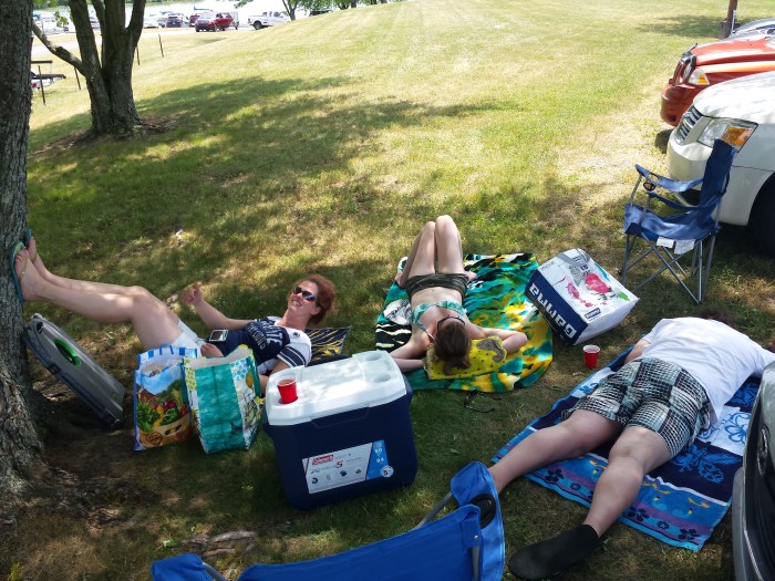 Helemaal kapot na het kayakken...