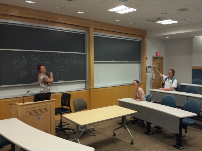 Een van de collegezalen van de Smeal Business School