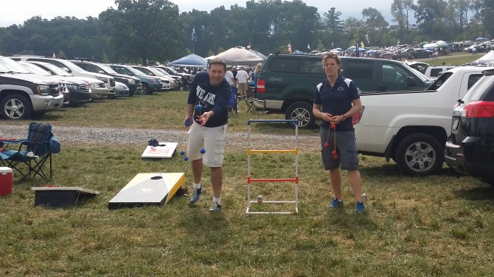 Michiel en Cees aan de ladderball