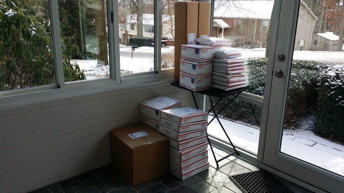 35 pakketjes voor de postbode!